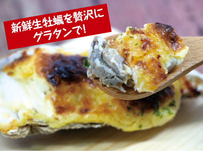 新鮮生牡蠣を贅沢にグラタンで！